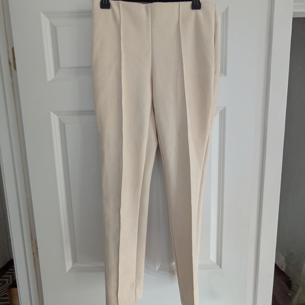 Anne Klein Faux Suede Pull On Pants Cream Small NWOT - Picture 2 of 6